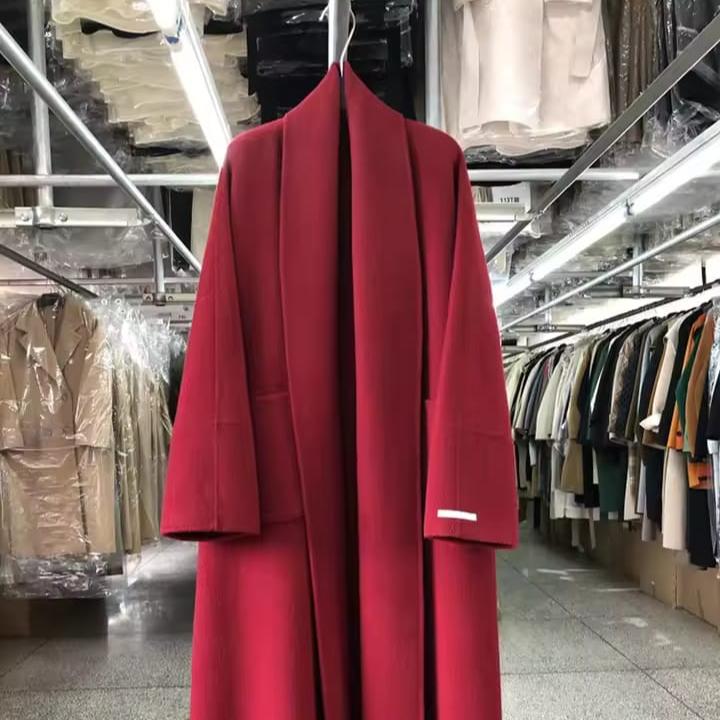 "Women's Double-Sided Wool Coat - Loose Fit, Turn-Down Collar"