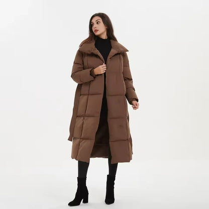 "Women's Elegant Cotton Parka with Tie Belt"